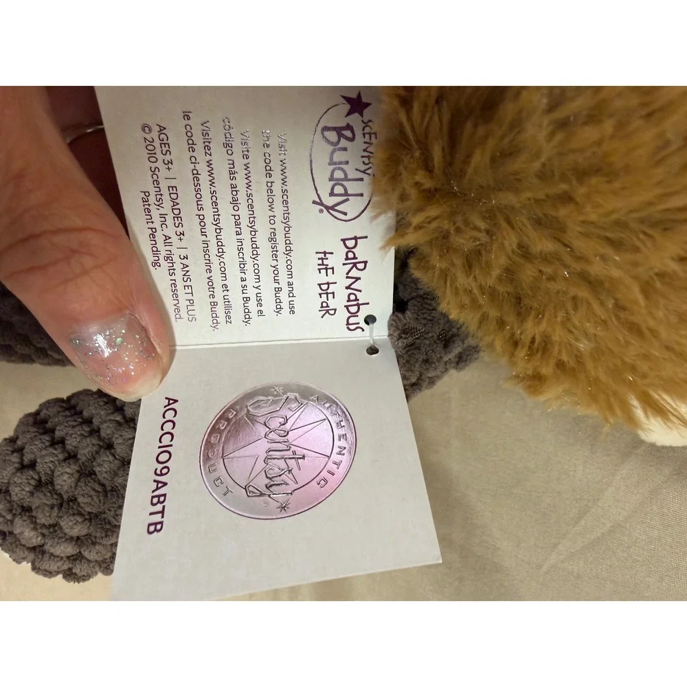 Scentsy Buddy Barnabus the Bear Plush Stuffed Animal Brown Grey Textured New Tag
